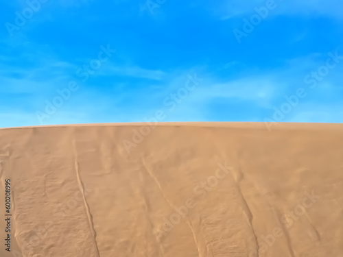 Untouched natural sand dunes with blue sky good for nature background