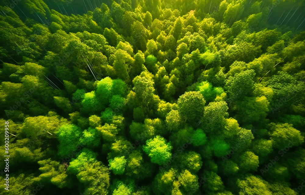 aerial view of green forest from one side of the ground