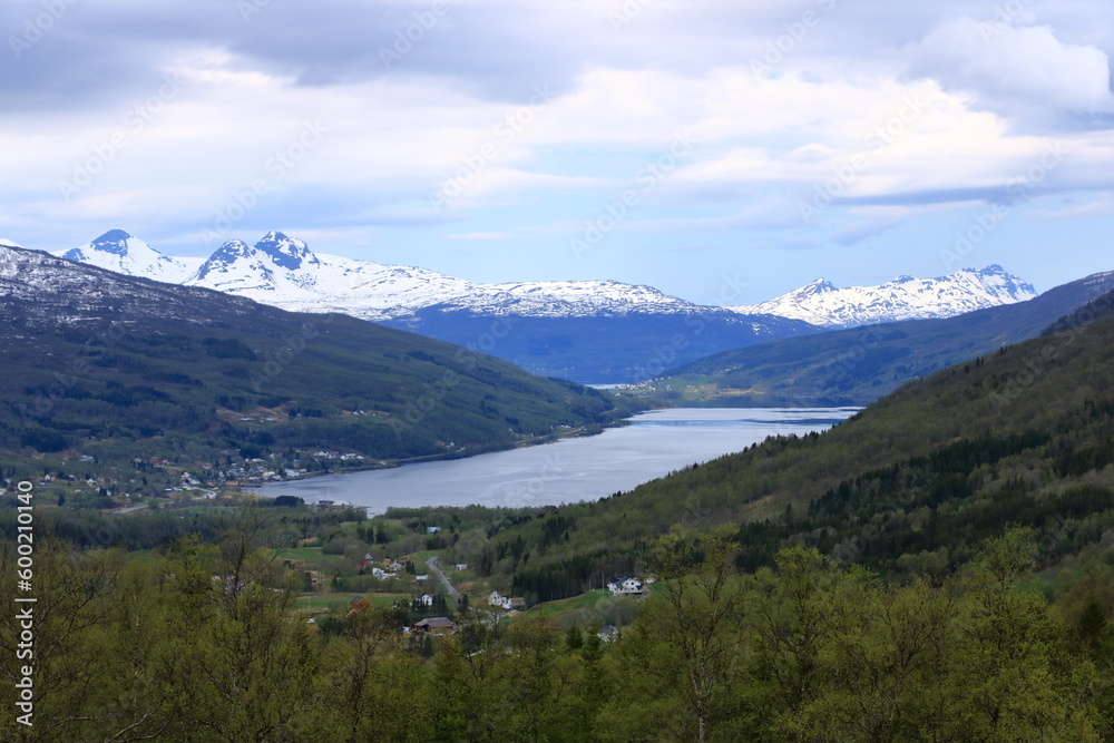the Fjord Gratangen in Norway, view from above