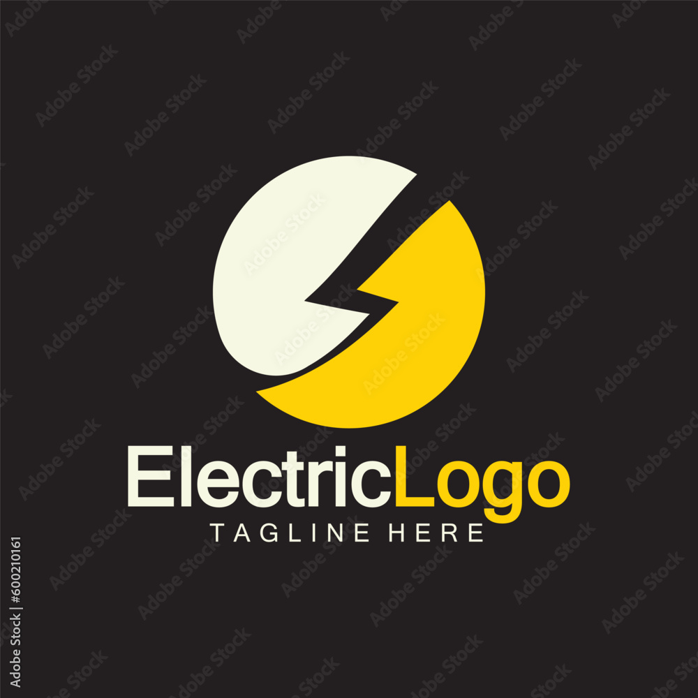Electric logo design template,isolated on black background Electric logo design template,isolated on black background