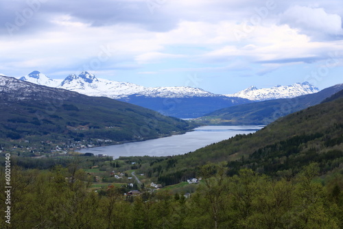 the Fjord Gratangen in Norway, view from above