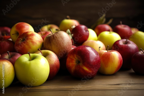 red and green apples on a table