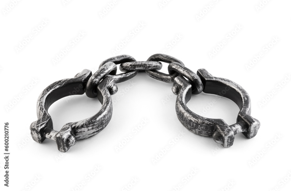 Old shackles isolated on white background with clipping path