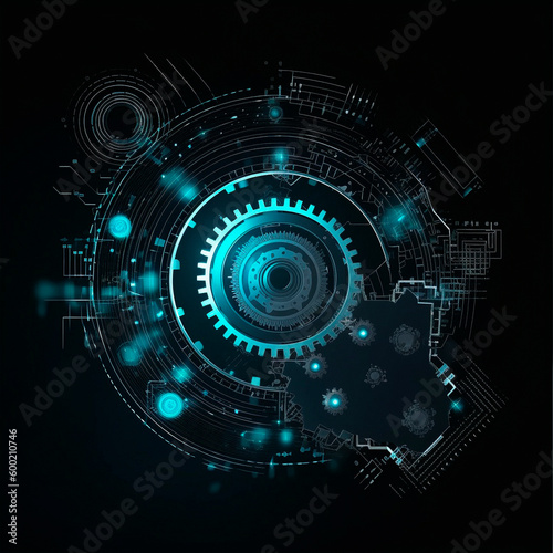 hi tech background with machine gear. High quality illustration Generative AI