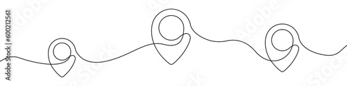 Geolocation, location pins sign line continuous drawing vector. One line Geolocation, location pin vector background. Geolocation, location pin icon. Continuous outline of Geolocation, location pin. 