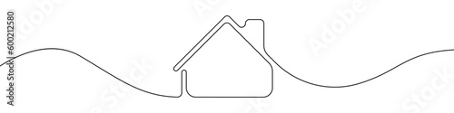 Home, house sign line continuous drawing vector. One line Home, house vector background. Home, house icon. Continuous outline of Home, house. Linear Homes, houses design.