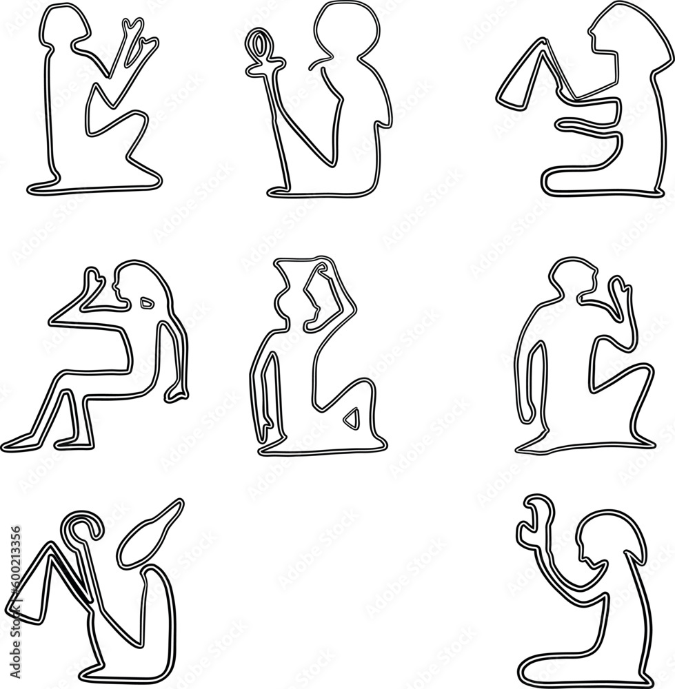 Egyptian hieroglyphs set.