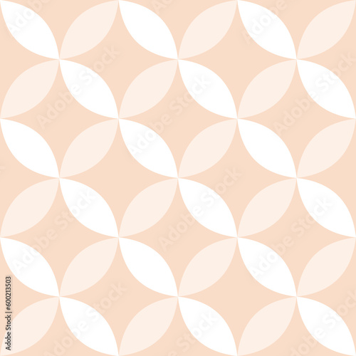 Seamless geometric pattern of beige circles on beige background. Simple geo pattern. Clothing fabric print. Seamless trellis background	