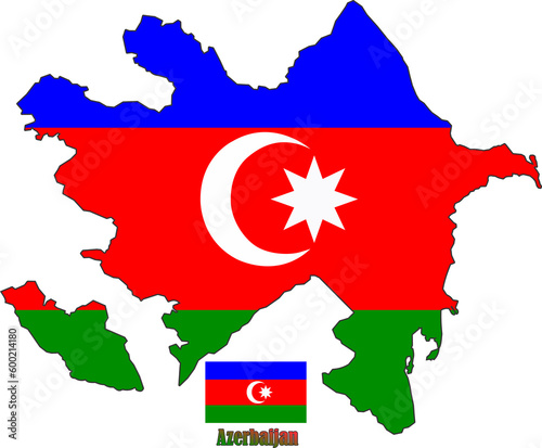 Azerbaijan Map and Flag