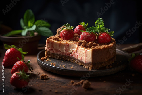 Scrumptious Slice of Strawberry Cheesecake: A Perfect Blend of Creamy and Fruity Delight