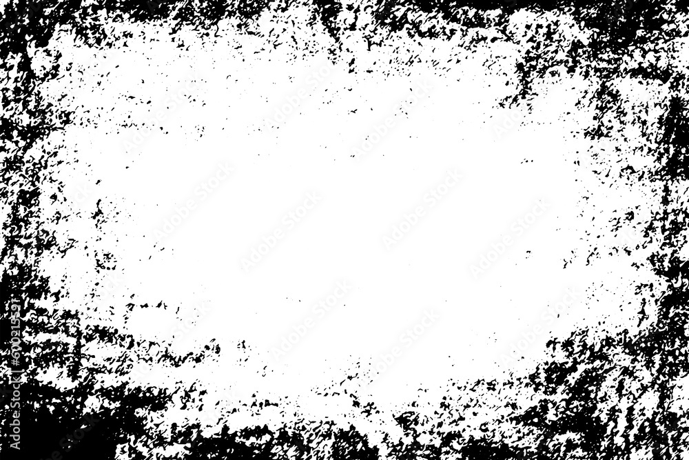 Grunge border texture background. Abstract frame overlay. PNG graphic illustration with transparent background.