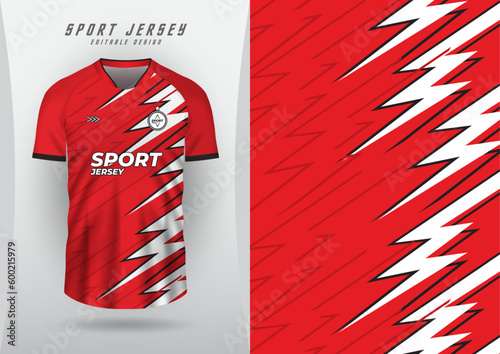 Background for sports jersey, soccer jersey, running jersey, racing jersey, red white lightning pattern.