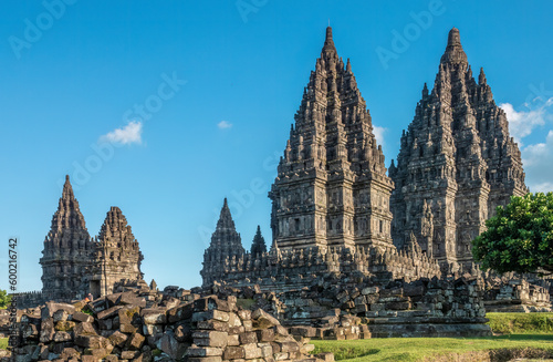 Ancient temple ruins of Prambanan (Candi Prambanan) a 9th-century Mahayana Buddhist temple complex in Magelang Regency, Yogyakarta  region, central Java, Indonesia photo