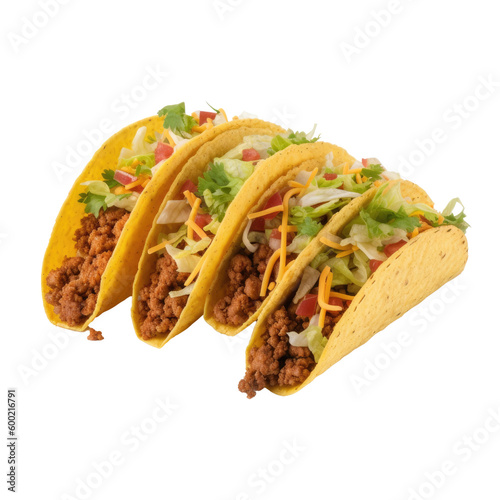 tacos isolated on a transparent background, generative ai
