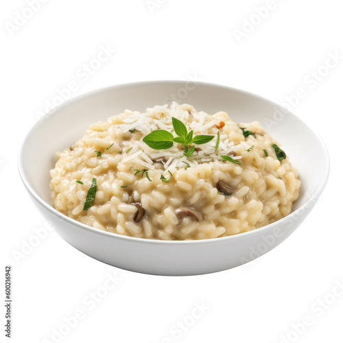 bowl of risotto isolated on a transparent background, generative ai photo