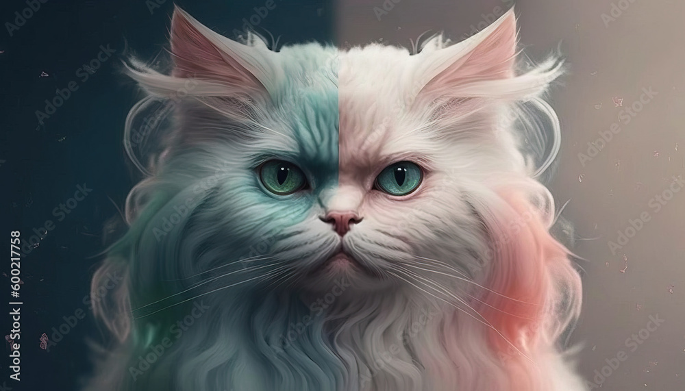 Cat abstract wallpaper. Soft background with kitten in Pastel colors generative ai Cat abstract wallpaper. Soft background with kitten in Pastel colors generative ai