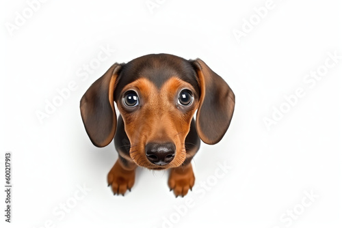Young dachshund on white background  AI generative