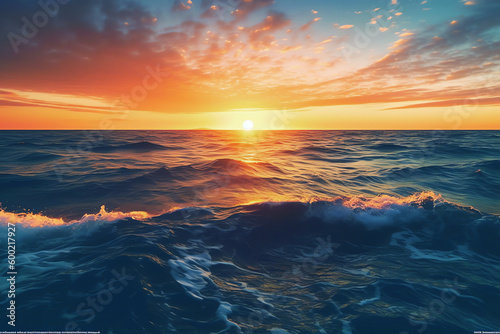 Seascape at sunset, AI generative