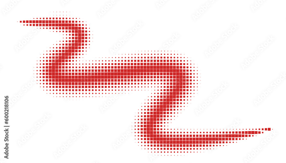 Halftone monochrome pattern with squares. Shades of red. Minimalism, vector. Red dots on white background. Background for posters, websites, business cards, postcards.