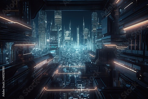 digital futuristic city, created with AI, AI, generative AI
