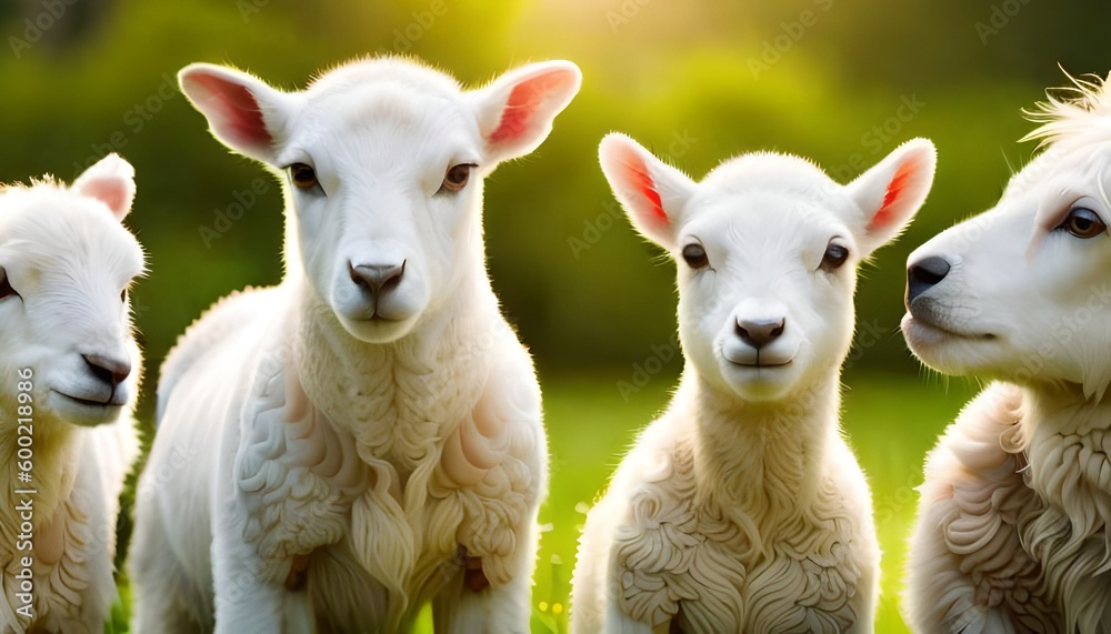 Fototapeta premium Curious lamb, Generative AI