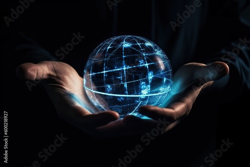 businessman holding a techn...