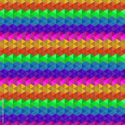 Abstract bright rainbow colored background with triangular shapes. Vector illustration