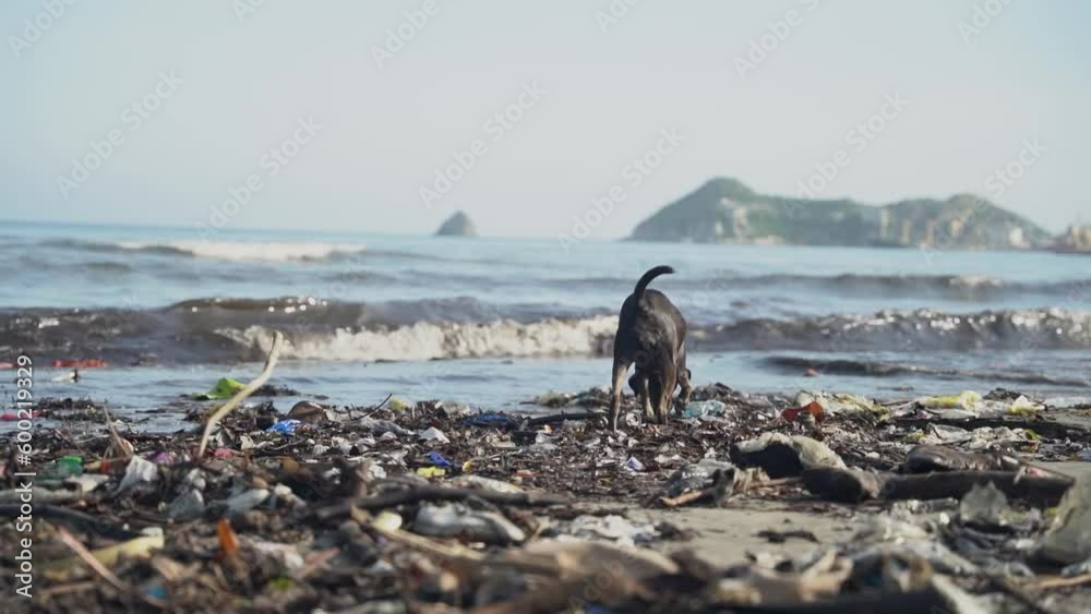 Perro en medio de la contaminacion
