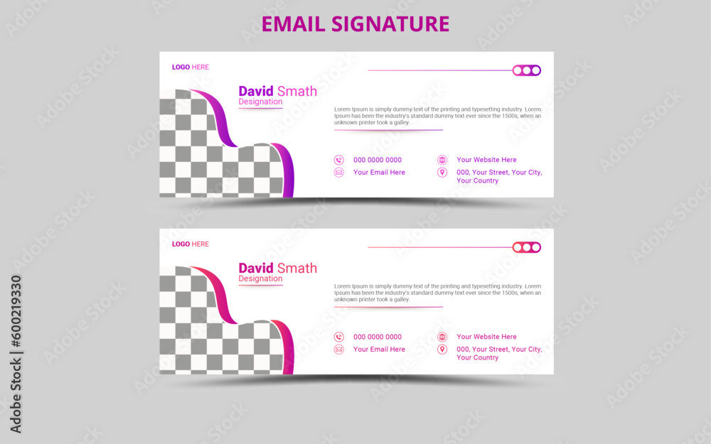 Vector Corporate Modern Email Signature Design Template. Vector Corporate Modern Email Signature Design Template.