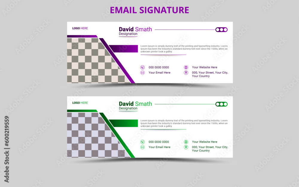 Vector Corporate Modern Email Signature Design Template. 