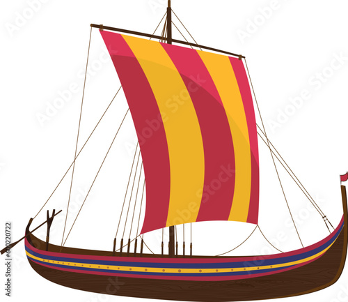 medieval wooden ship isolated illustration vector