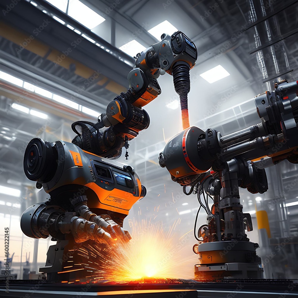 Generative AI. Smart Industry. Future Factory Industrial Revolution Production Automation. Robotic Arms. Modern Assembly and Welding Technologies. Industry 4.0. 4th A futuristic vision of industry. Generative AI. Smart Industry. Future Factory Industrial Revolution Production Automation. Robotic Arms. Modern Assembly and Welding Technologies. Industry 4.0. 4th A futuristic vision of industry.