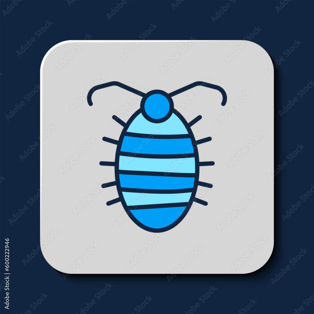 Filled outline Larva insect icon isolated on blue background. Vector Filled outline Larva insect icon isolated on blue background. Vector