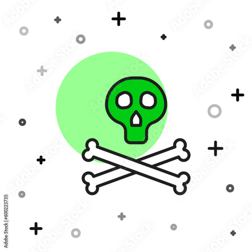 Filled outline Bones and skull as a sign of toxicity warning icon isolated on white background. Vector