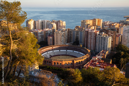 view over Malaga at sunset travel banner