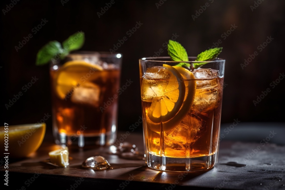 High-quality image of refreshing summer drink iced-tea. Generative Ai.