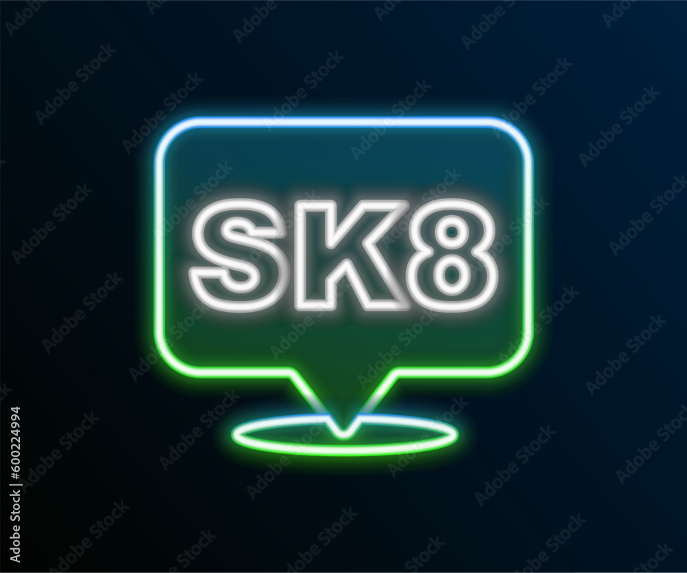 Glowing neon line Skateboard icon isolated on black background. Extreme sport. Sport equipment. Colorful outline concept. Vector Glowing neon line Skateboard icon isolated on black background. Extreme sport. Sport equipment. Colorful outline concept. Vector
