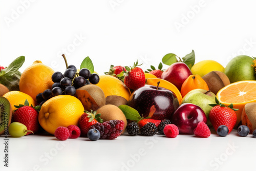 Fruits Scattered On A White Background