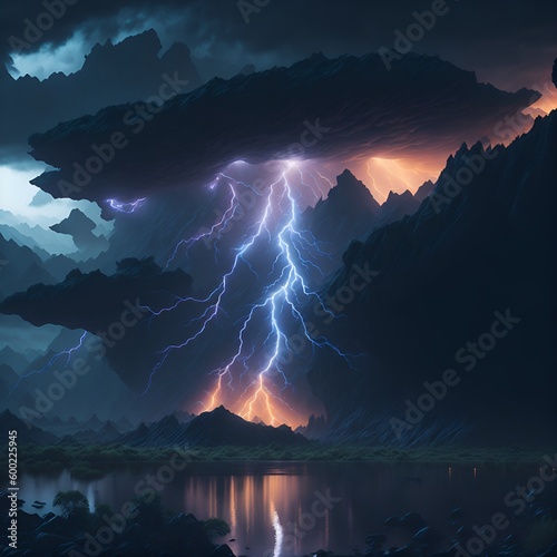 beauty of nature thunderstorm - Generative Ai