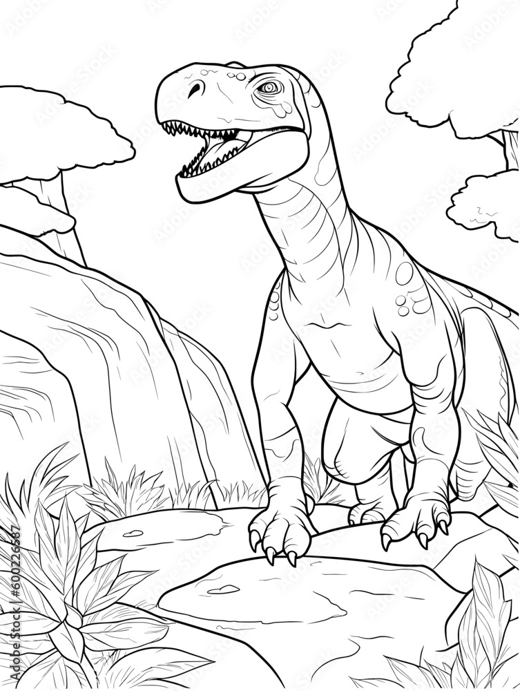 dinosaur coloring book for kids - obrazy, fototapety, plakaty 