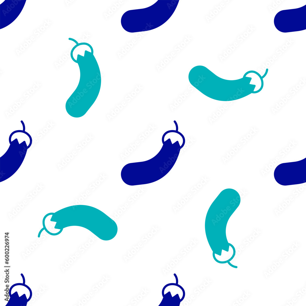 Obraz premium Blue Eggplant icon isolated seamless pattern on white background. Vector