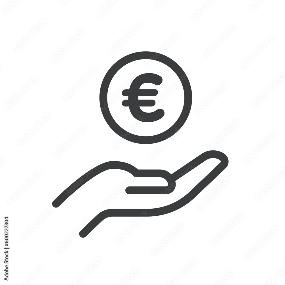 Hand Holding Euro Money Coin Isolated Vector Icon Hand Holding Euro Money Coin Isolated Vector Icon