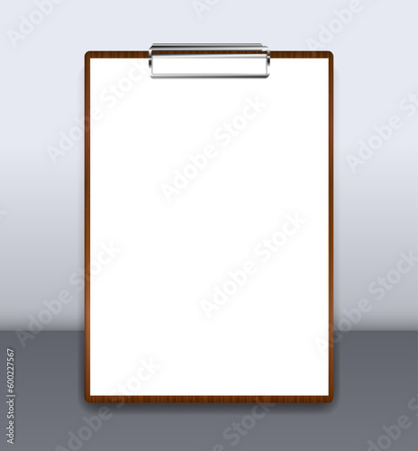 Wooden Clipboard on Light Grey Background Vector Illustration Mockup