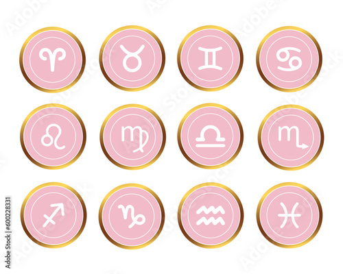 A set of icons with astrological signs. The topic of astrology.Zodiac signs.
