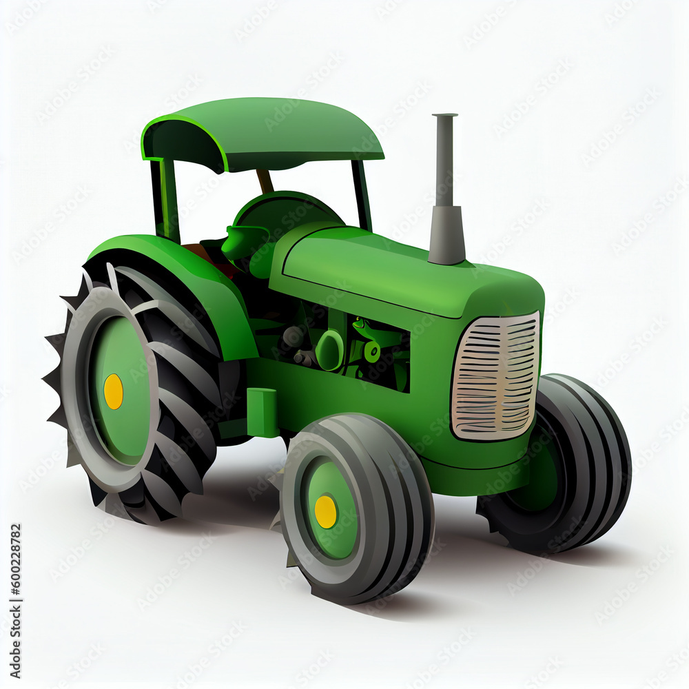 Obraz premium Green Tractor Isolated. Generative AI