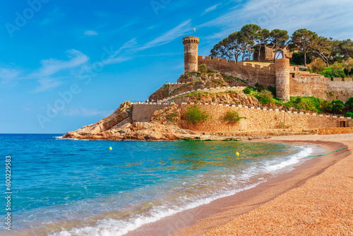 Old castle and beach in Tossa de Mar in Catalonia  Spain  Europe