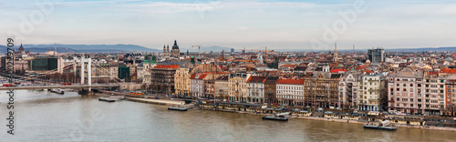 Panorama of Budapest, Hungary, Europe. Danube river and bridges