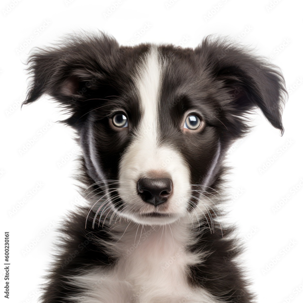 Baby Border Collie Breed Puppy Dog Portrait Close Up Generative AI