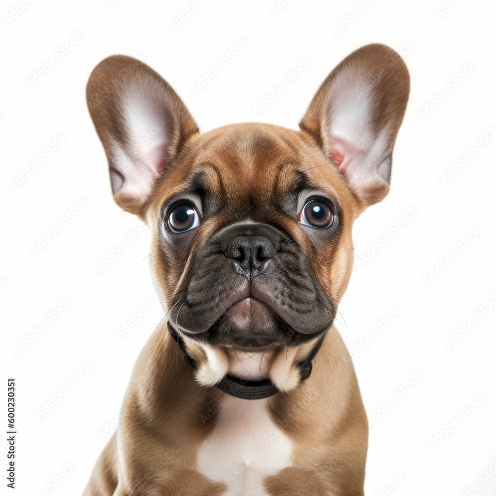 Baby French Bulldog Breed Puppy Dog Portrait Close Up Generative AI