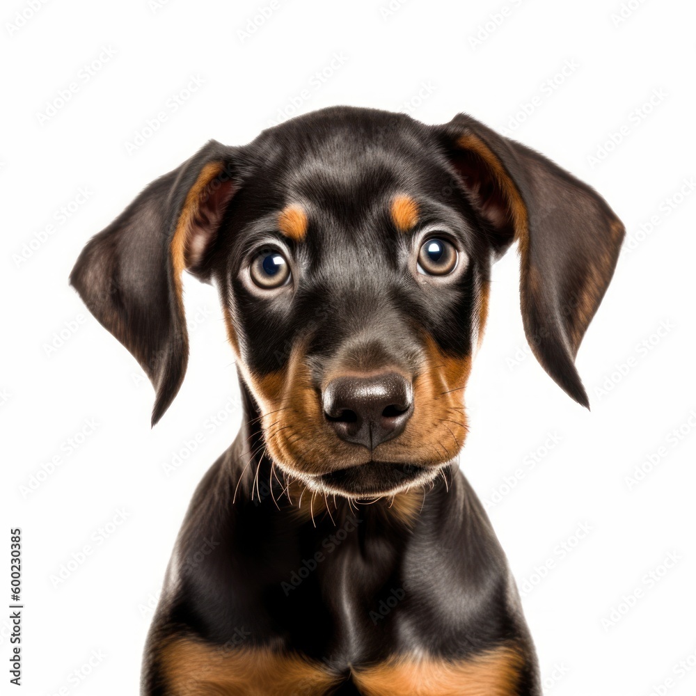 Baby Doberman Pinscher Breed Puppy Dog Portrait Close Up Generative AI
